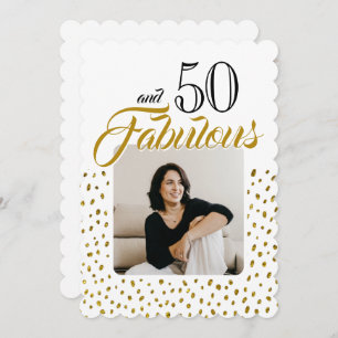50 and Fabulous Gold Glitter Photo 50th Birthday