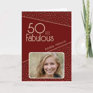 50 and Fabulous Gold Glitter Photo 50th Birthday  Card
