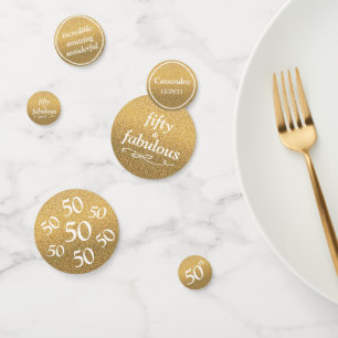 50 And Fabulous Gold Glitter Table Confetti