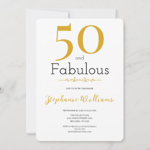 50 and Fabulous Gold Modern 50th Birthday Invitation