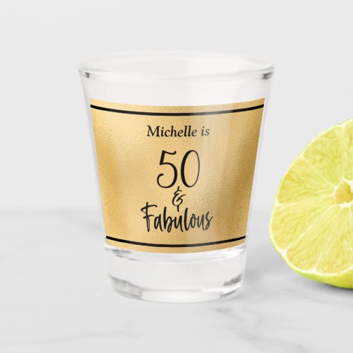 50 And Fabulous Gold Monogrammed Shot Glass