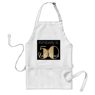 50 and Fabulous Gold Personalized Birthday Party Adult Apron