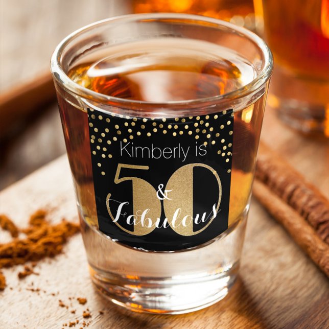 50 and Fabulous Gold Personalized Birthday Party C Shot Glass (Creator Uploaded)