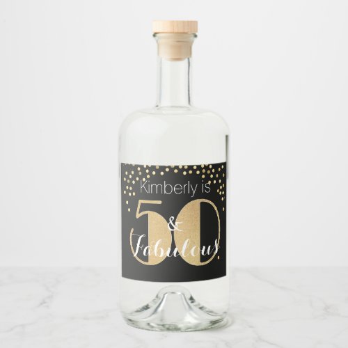 50 and Fabulous Gold Personalized Birthday Party Liquor Bottle Label
