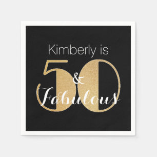 50 and Fabulous Gold Personalized Birthday Party Napkins