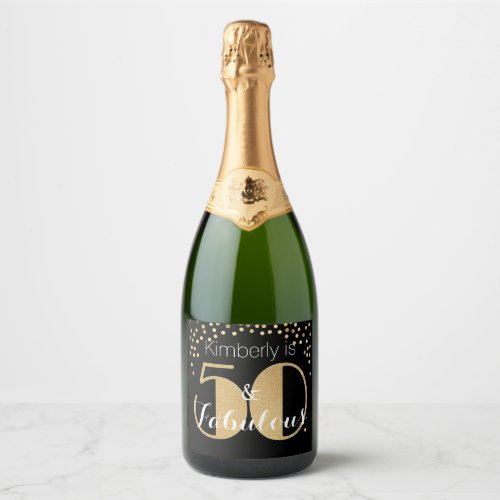 50 and Fabulous Gold Personalized Birthday Party Sparkling Wine Label