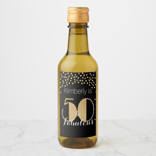 50 and Fabulous Gold Personalized Birthday Party Wine Label