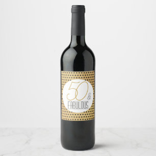 50 and Fabulous Gold Personalized Birthday Party Wine Label