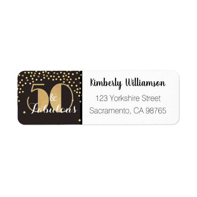 50 and Fabulous Gold Personalized Return Address Label (Front)
