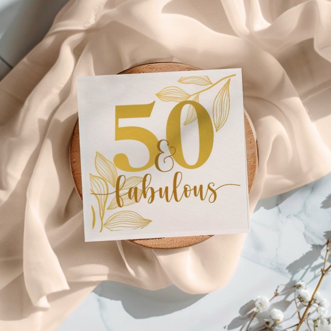 50 and fabulous gold typography  napkins (Creator Uploaded)