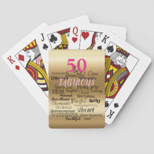 50 and Fabulous Gold Typography Woman's Birthday Poker Cards