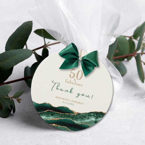 50 and Fabulous Green Gold Agate Thank You  Favor Tags