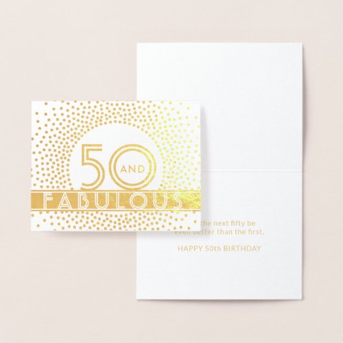 50 and Fabulous Happy Birthday Chic Vintage Deco Foil Card