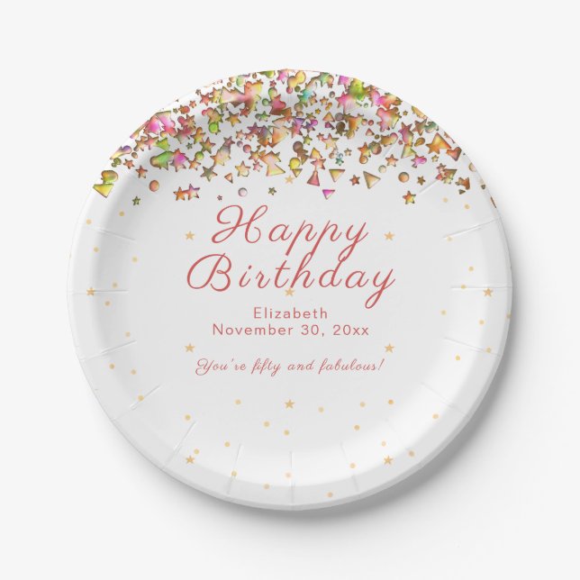50 and Fabulous Happy Birthday Party Paper Plate (Front)