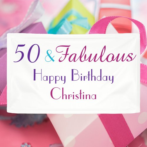 50 and Fabulous Happy Birthday Personalize Banner