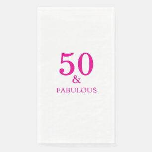 50 And Fabulous Hot Pink Birthday Party 2026 Paper Guest Towels