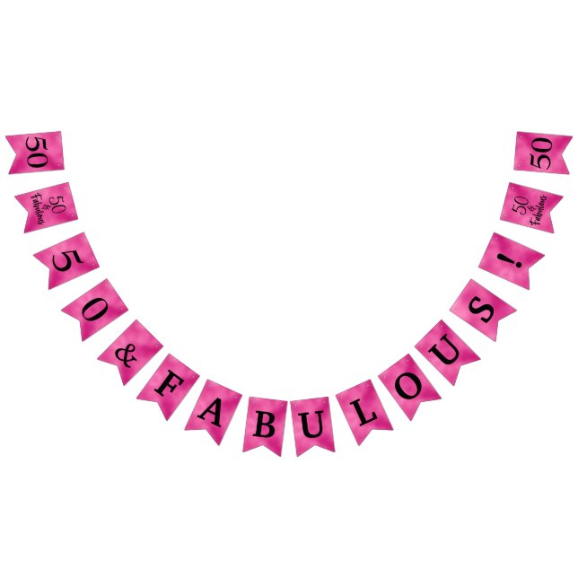 50 And Fabulous Hot Pink Bunting Flags (All)
