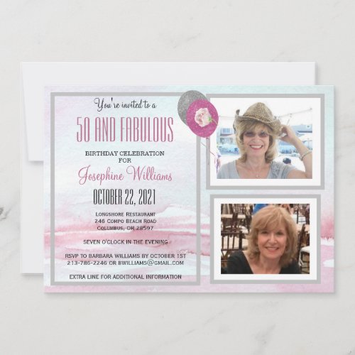 50 and Fabulous Invitation Birthday Party 