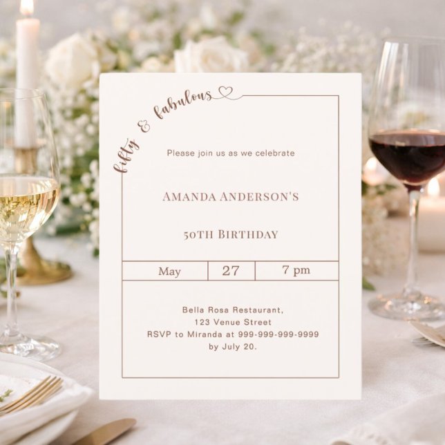 50 and fabulous ivory birthday invitation (Creator Uploaded)
