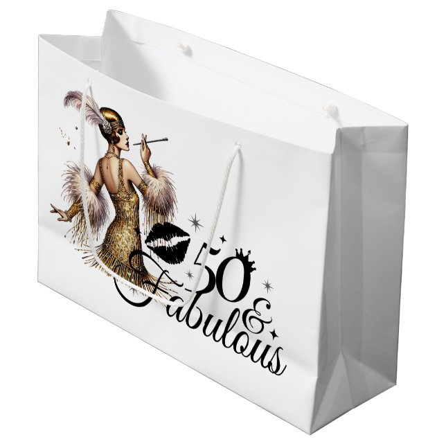 50 And Fabulous  Large Gift Bag (Front Angled)