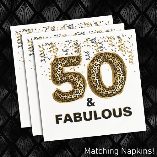 50 and Fabulous Leopard Print Foil Balloon  Napkins