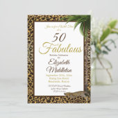 50 and Fabulous Leopard Print Palm Wild Birthday Invitation (Standing Front)