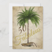 50 and Fabulous Leopard Print Palm Wild Birthday Invitation (Back)