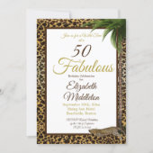50 and Fabulous Leopard Print Palm Wild Birthday Invitation (Front)