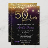 50 and Fabulous Lights and Stars Birthday Party Invitation | Zazzle