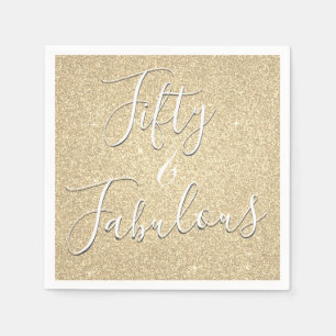 50 and Fabulous Luxury Gold Glitter Napkins