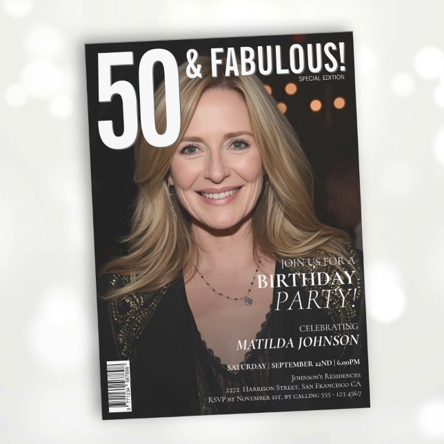 50 and Fabulous Magazine Cover 50th Birthday  Invitation (50 and Fabulous Magazine Cover 50th Birthday Invitation)