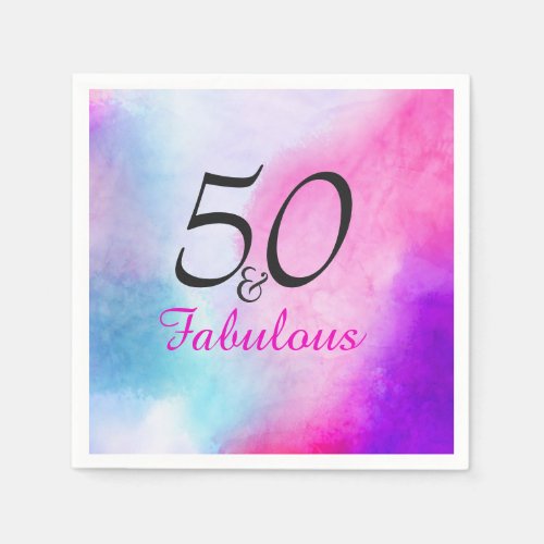 50 and Fabulous Modern 50th birthday design Paper Napkins