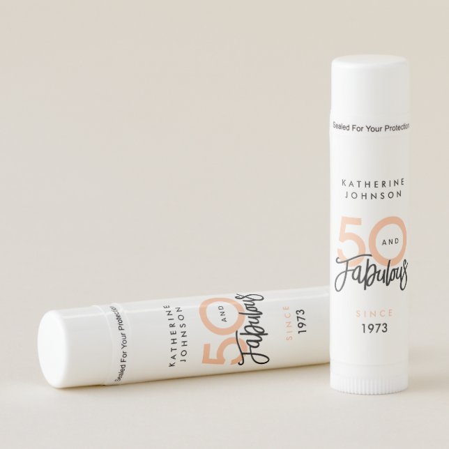 50 and Fabulous Modern 50th Birthday  Lip Balm (Front)