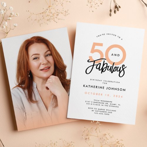 50 and Fabulous Modern 50th Birthday Party Invitation