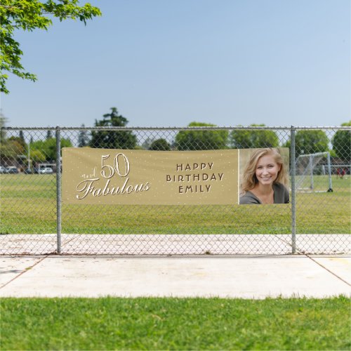 50 and Fabulous Modern 50th Birthday Photo Banner