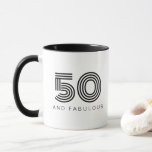50 and Fabulous Modern Black Fiftieth Birthday  Mug<br><div class="desc">The perfect gift for a 50s birthday kid: Modern minimal 50 and Fabulous Black And White Birthday mug - a clean and simple monochrome birthday party design with bold typography. This item is part of a whole collection with more matching items.</div>