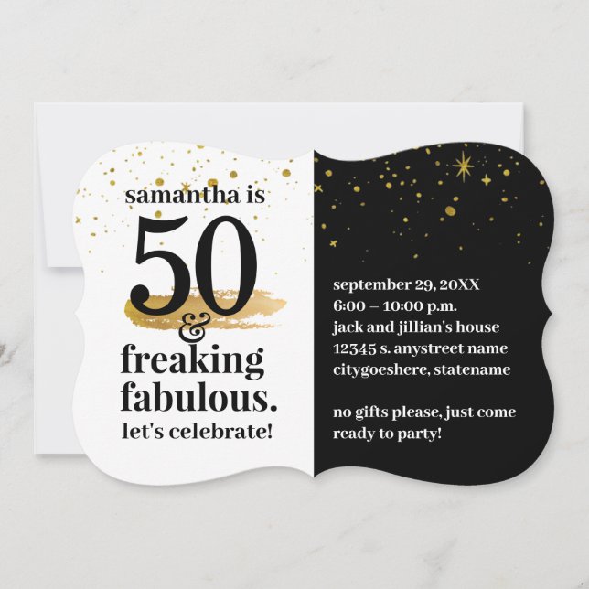 50 and Fabulous Modern Bold Funny Birthday Party Invitation (Front)