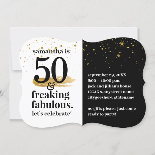 50 and Fabulous Modern Bold Funny Birthday Party Invitation