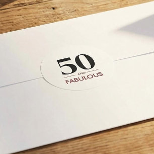 50 And Fabulous Modern Cherry Wine Birthday Saying Classic Round Sticker