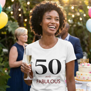 50 And Fabulous Modern Cherry Wine Birthday Saying T-Shirt