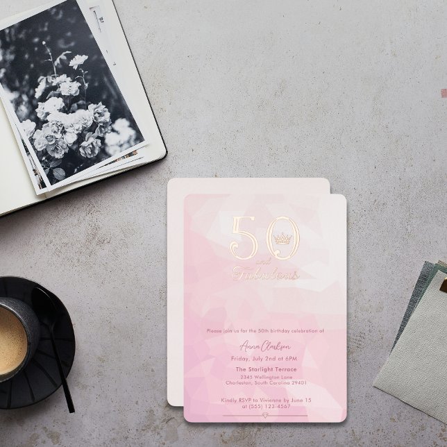 50 and Fabulous Modern Elegant Rose Gold Foil Invitation (Creator Uploaded)