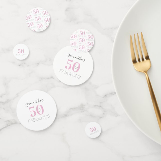 50 and Fabulous Modern Pink Birthday Party Confetti (Group)