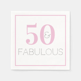 50 and fabulous Modern Pink Birthday Party Napkins