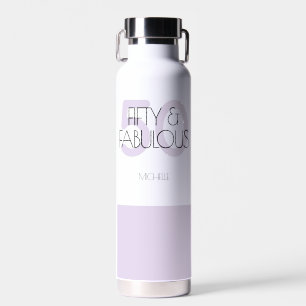 50 and fabulous Modern Purple 50th Birthday Party Water Bottle