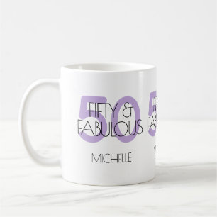 50 and fabulous Modern Purple Fifty Birthday Party Coffee Mug