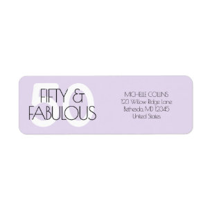 50 and fabulous Modern Purple Fifty Birthday Party Label