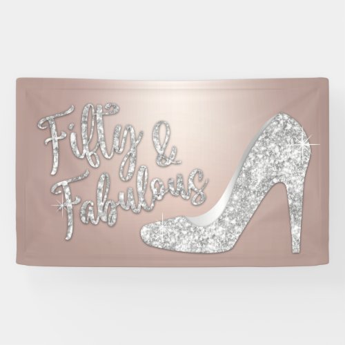 50 and Fabulous Modern Rose Gold 50th Birthday Banner