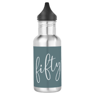 50 and Fabulous Modern Script Gray Stainless Steel Water Bottle