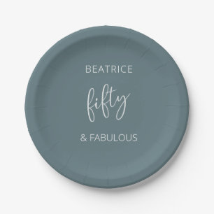 50 and Fabulous Modern Script Paper Plates