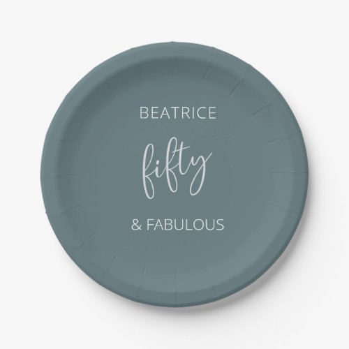 50 and Fabulous Modern Script  Paper Plates